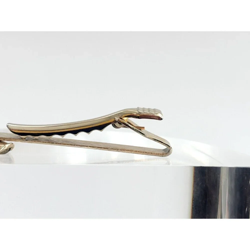 Faux Amber Textured Gold Toned Vintage Men's Tie Bar | Tie Clip